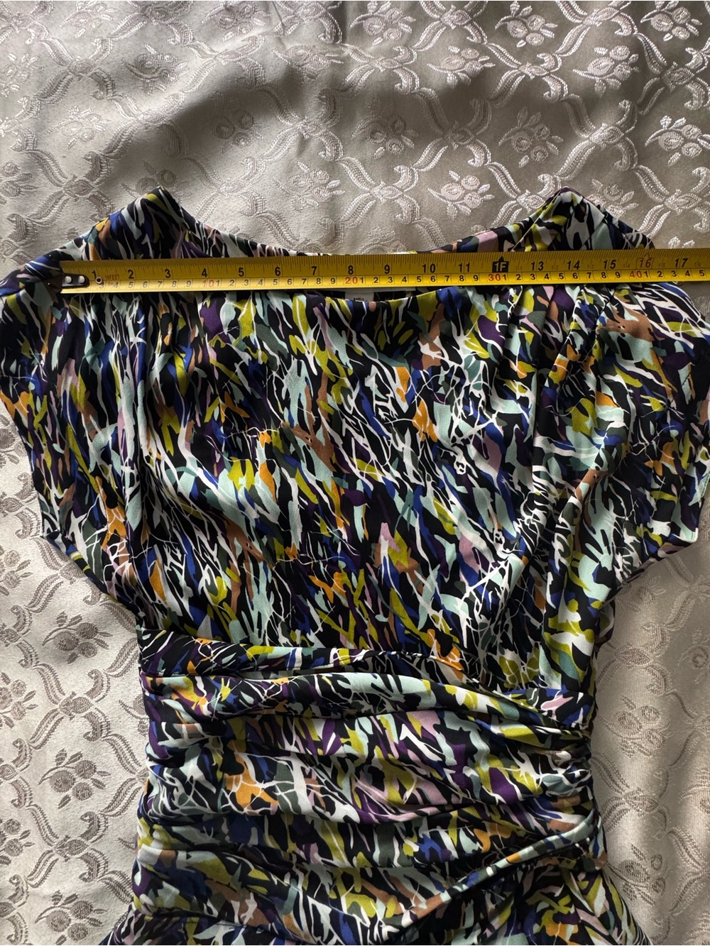 Diane Von Furstenberg Fraley Silk Ruched Abstract Print Dress Size 2 - Picture 7 of 9